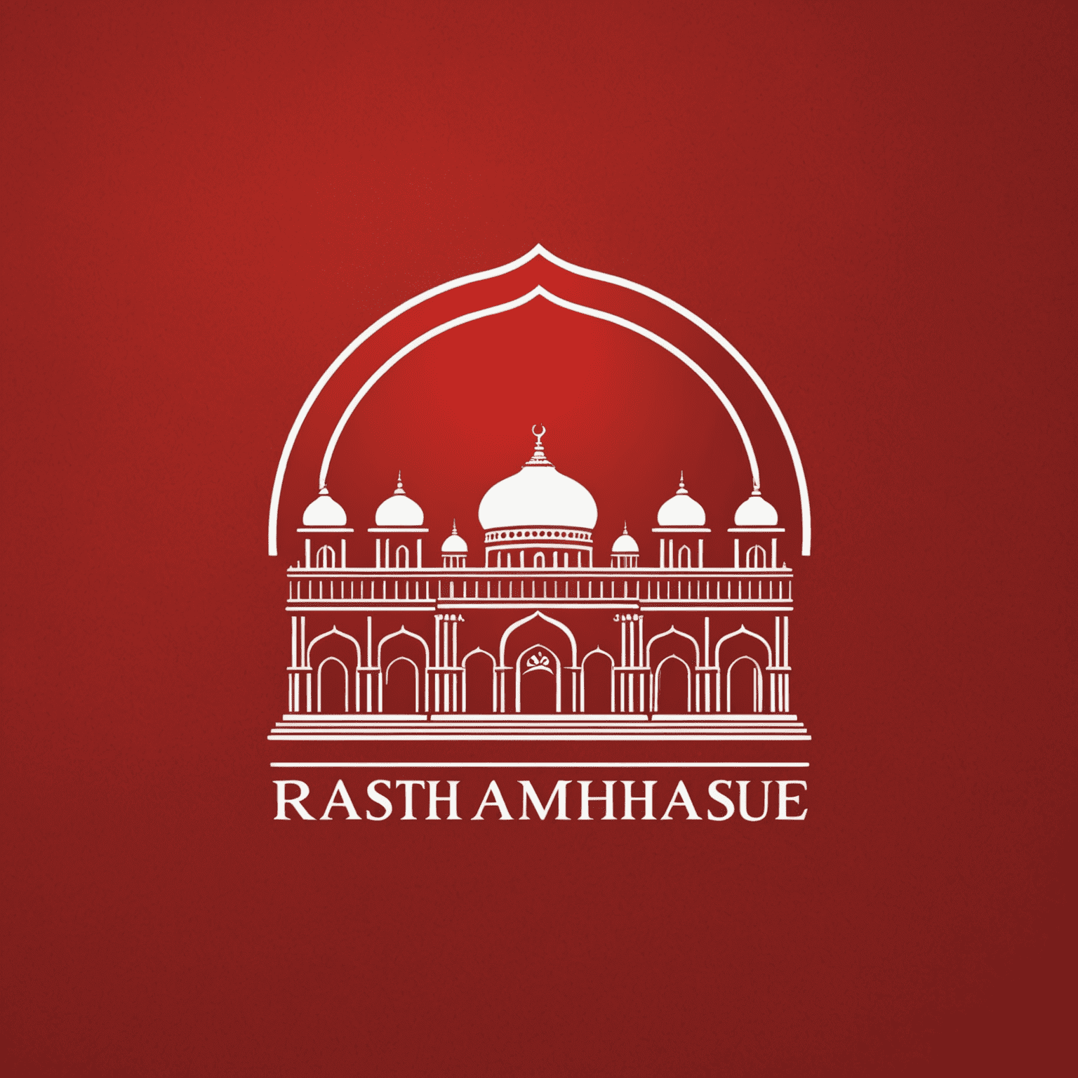 Rajasthanglasshouse logo - Kırmızı arka plan üzerinde beyaz yazı ile şirket adı