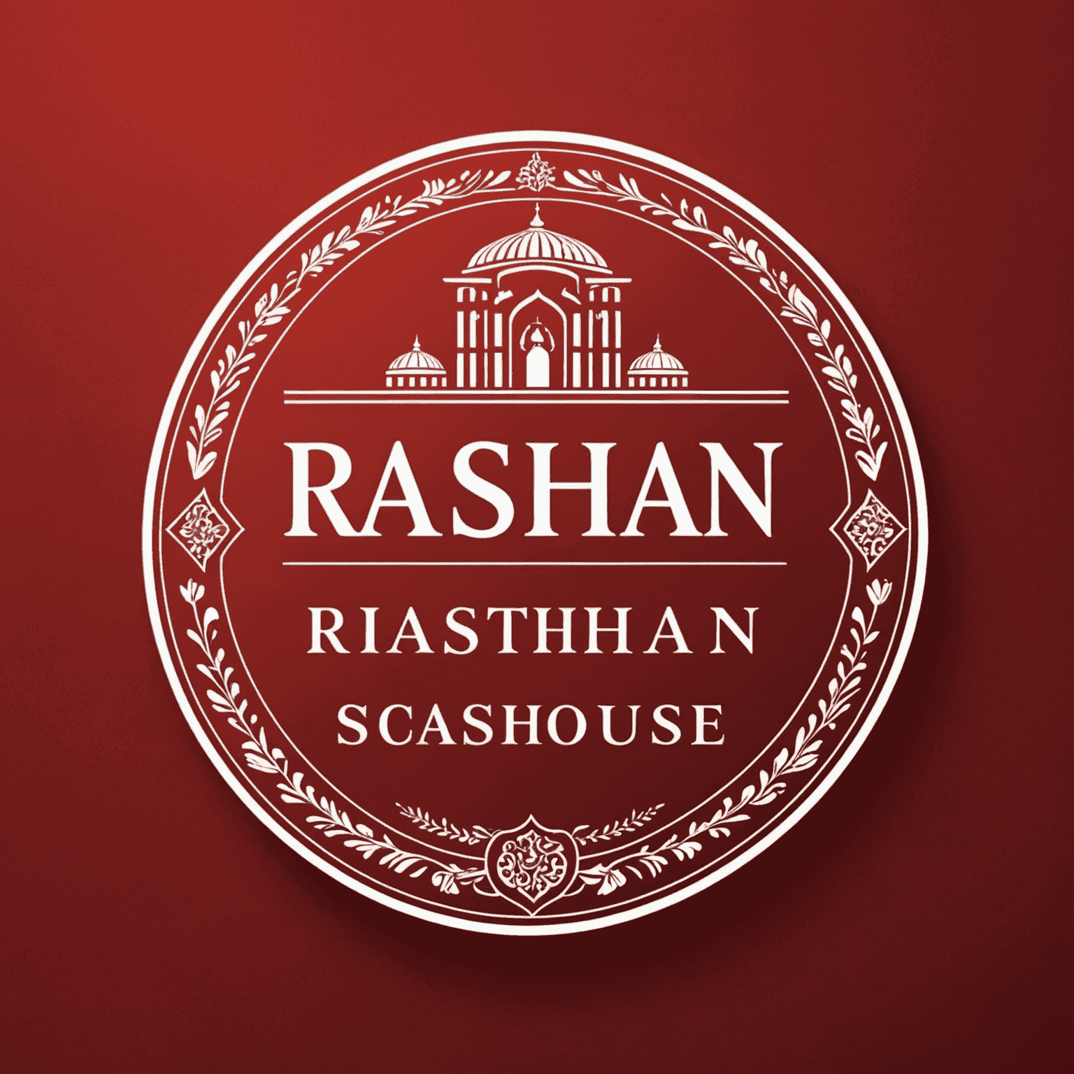 Rajasthanglasshouse logo - Kırmızı arka plan üzerinde beyaz yazı ile şirket adı