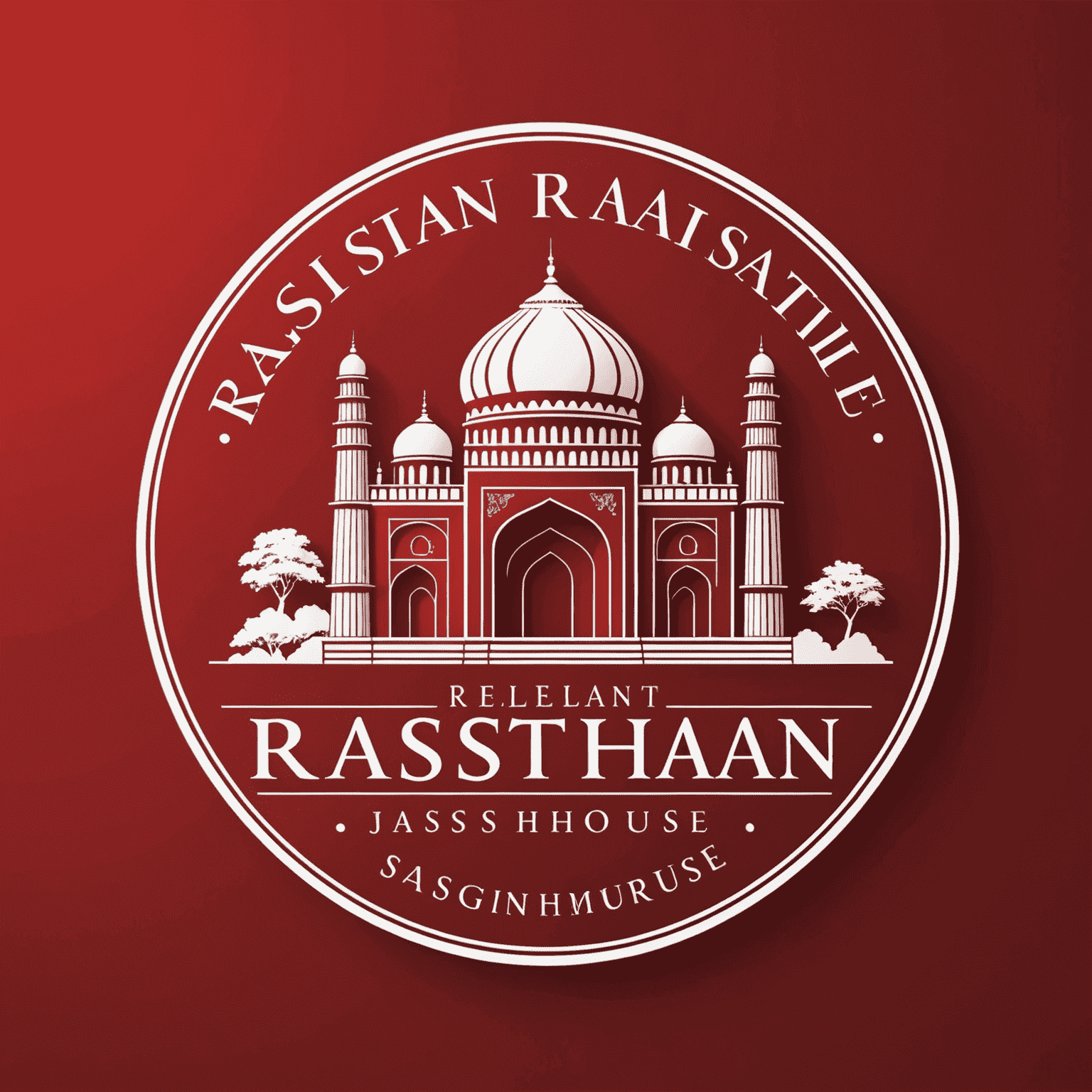 Rajasthanglasshouse logo - Kırmızı arka plan üzerinde beyaz yazı ile şirket adı