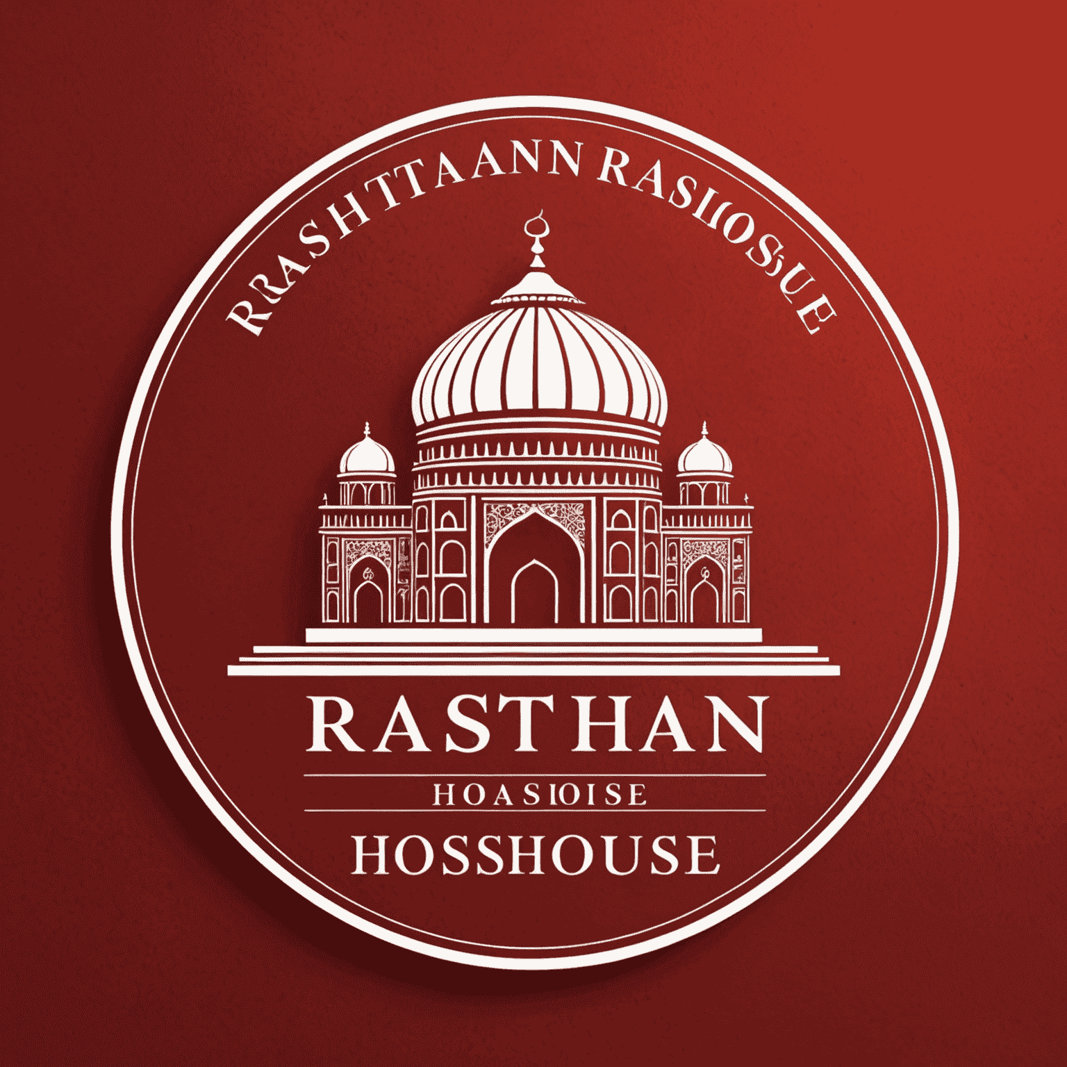 Rajasthanglasshouse logo - Kırmızı arka plan üzerinde beyaz yazı ile şirket adı